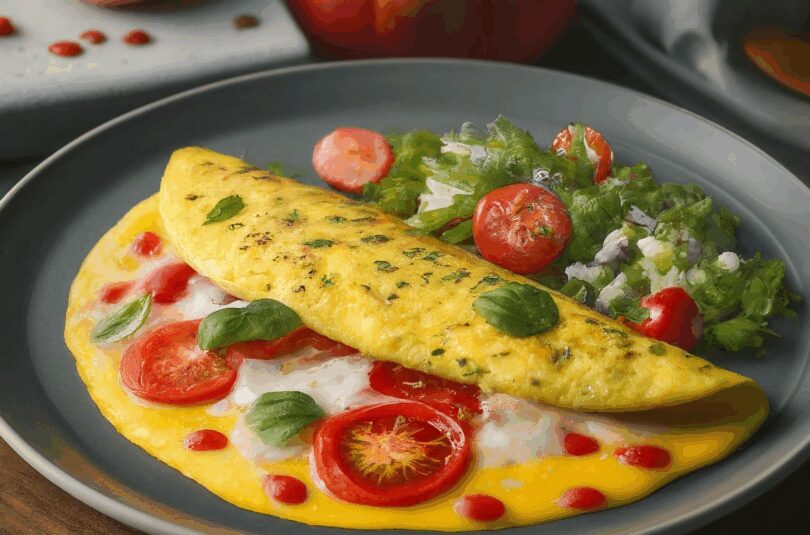 Omelett-mit-Kaese-und-Tomaten Omelett mit Käse und Tomaten