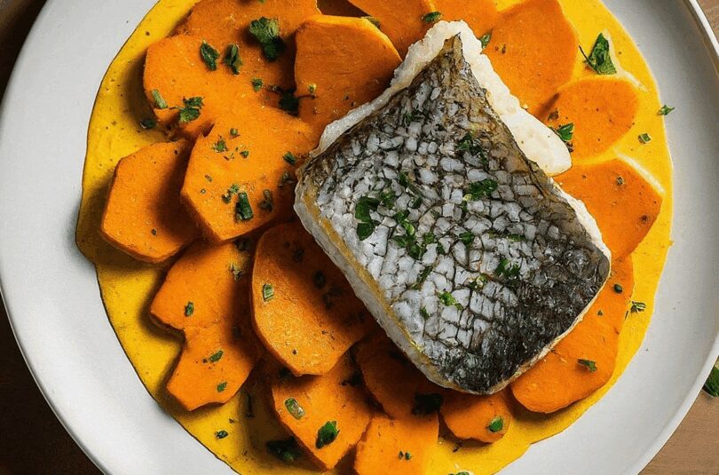 Papageienfisch mit Süßkartoffelauflauf