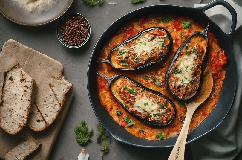 Papoutsakia – Auberginen mit Hackfleisch überbacken