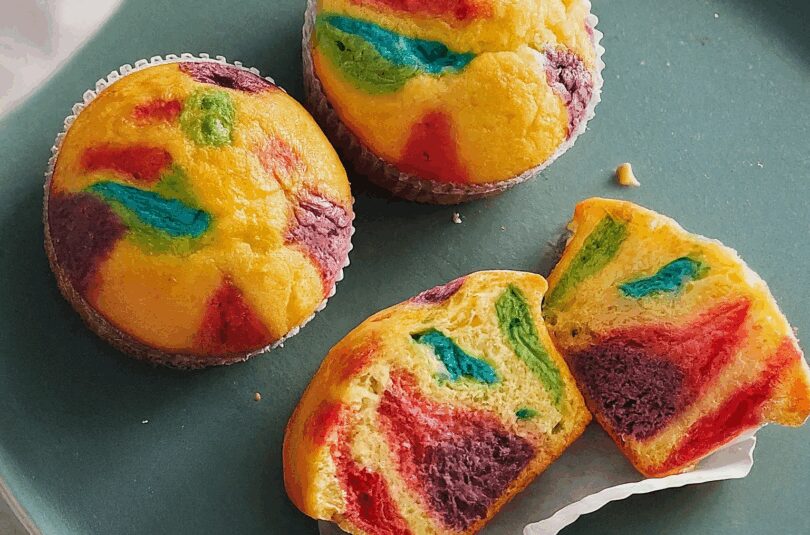 Regenbogen Muffins – Schnelle Rainbow Muffins