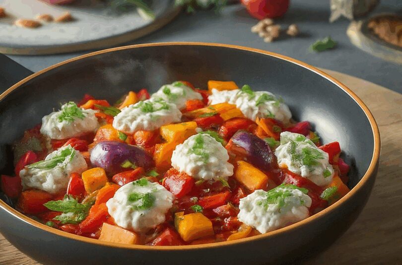 Reis Gemüse Pfanne mit Frischkäse – Kalorienbewusst genießen