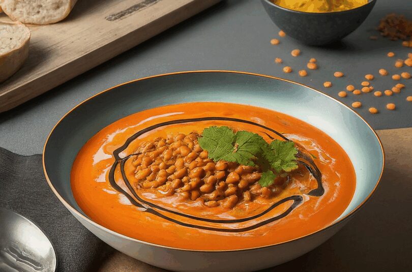 Rote Linsensuppe mit Kokosmilch und Curry – Rote Linsen Curry Suppe mit Kokosmilch für Faule