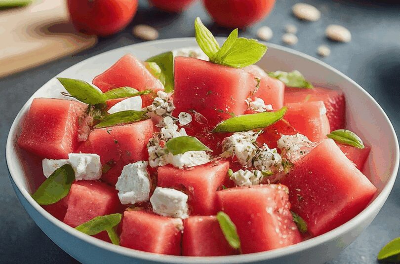Salat Wassermelone Feta – Wassermelonensalat Mit Feta Gurke Und Tomaten