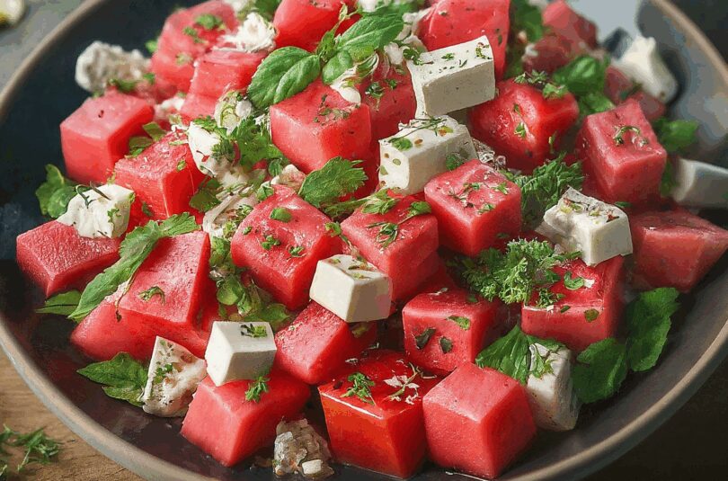 Salat Wassermelone – Wassermelonensalat Mit Feta Gurke Und Tomaten