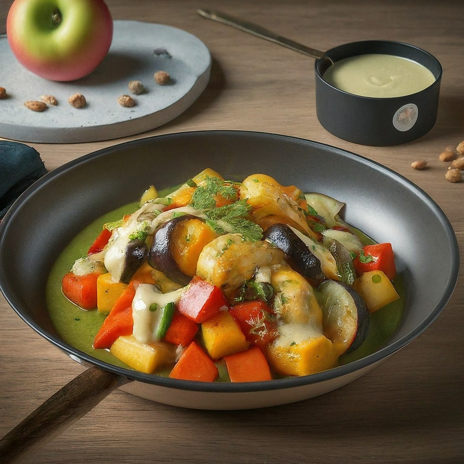 Schnelle-Gemuesepfanne-mit-Erdnuss-Sauce Schnelle Gemüsepfanne mit Erdnuss-Sauce