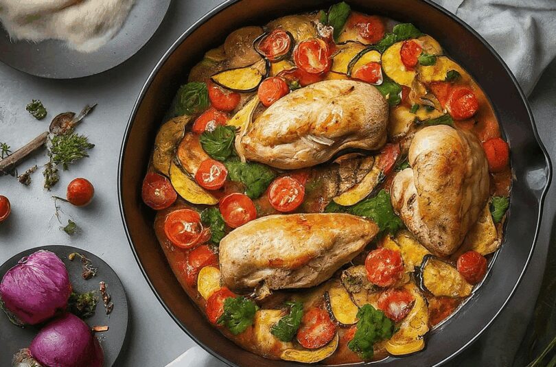 Schnelle Gemüsepfanne mit Hähnchen