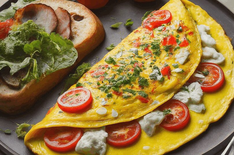 Schnelles Omelett mit Käse und Tomaten – perfekt für dein Urlaubsbild