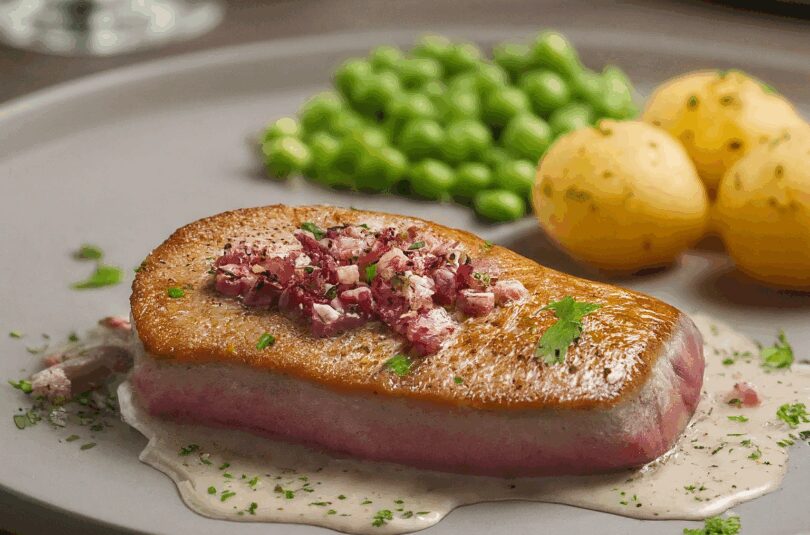 Schollenfilet mit Speckstippe