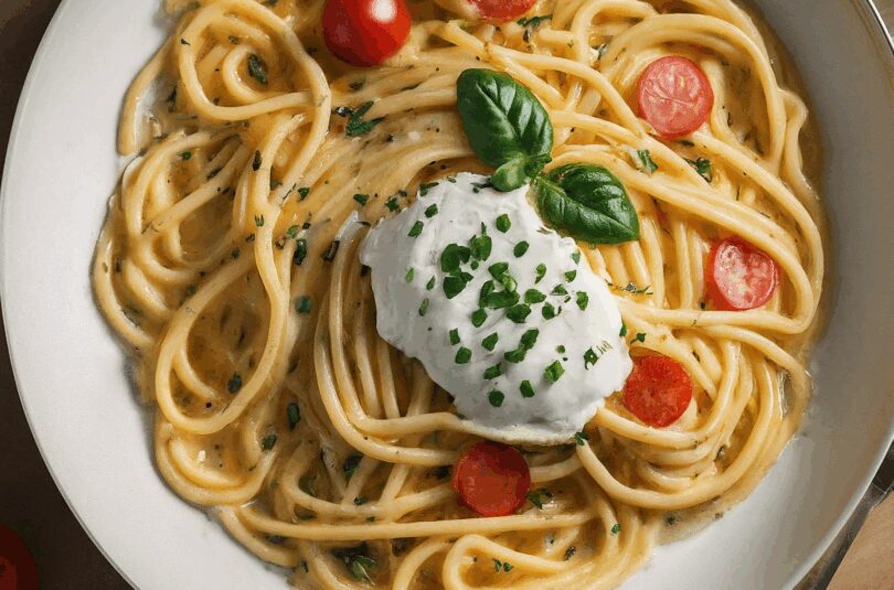 Spaghetti mit cremiger Frischkäse-Soße