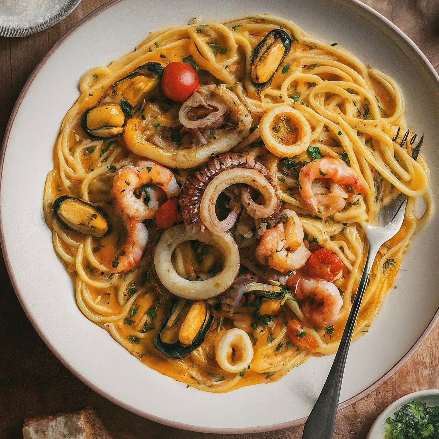 Spaghetti-mit-Meeresfruechten-–-Meeresfruechte-in-Sahnesauce-mit-Spaghetti Spaghetti mit Meeresfrüchten – Meeresfrüchte in Sahnesauce mit Spaghetti