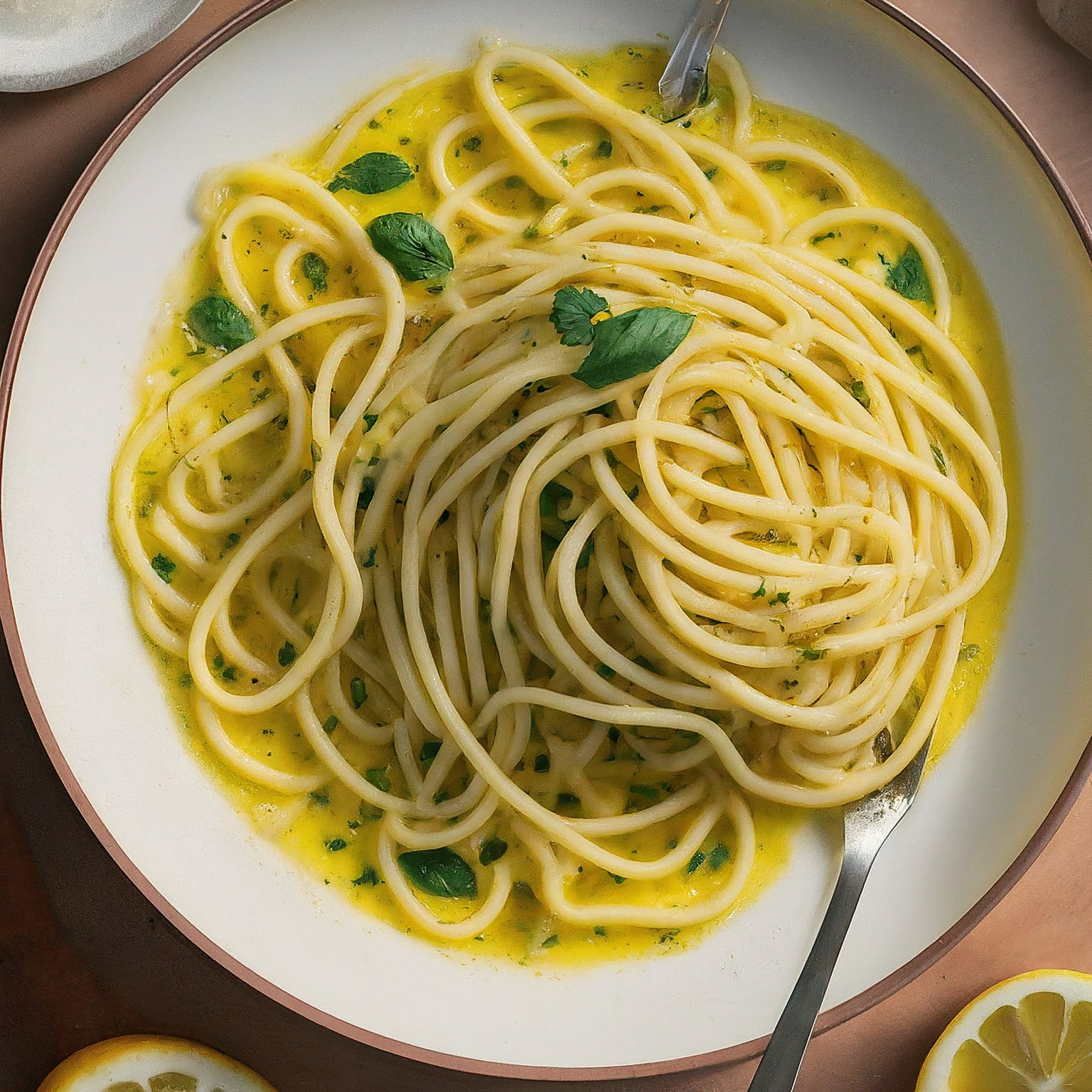 Spaghetti-mit-Zitronensauce Spaghetti mit Zitronensauce