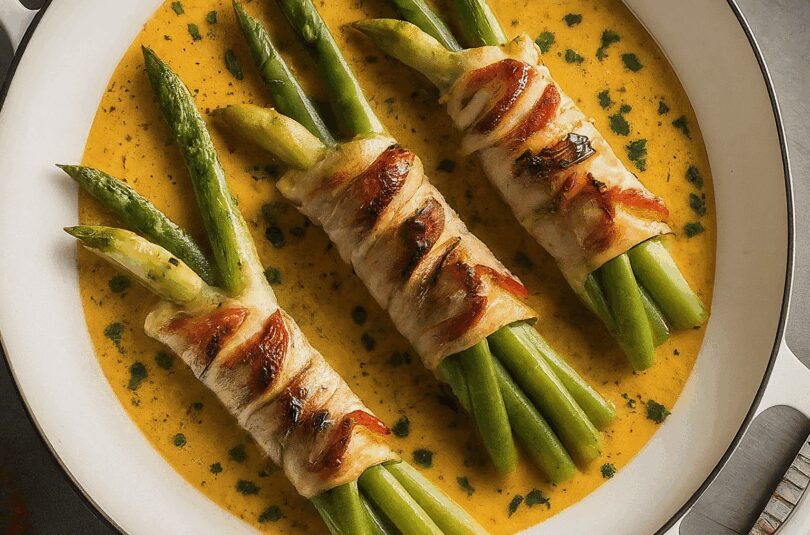 Spargel-mit-Kochschinken-–-Ueberbackene-Spargel-Schinken-Rollen Spargel mit Kochschinken – Überbackene Spargel Schinken Rollen