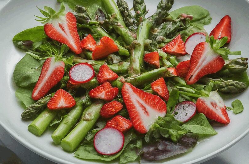 Spargel Salat mit Erdbeeren – Spargelsalat mit Erdbeeren und Balsamico Vinaigrette