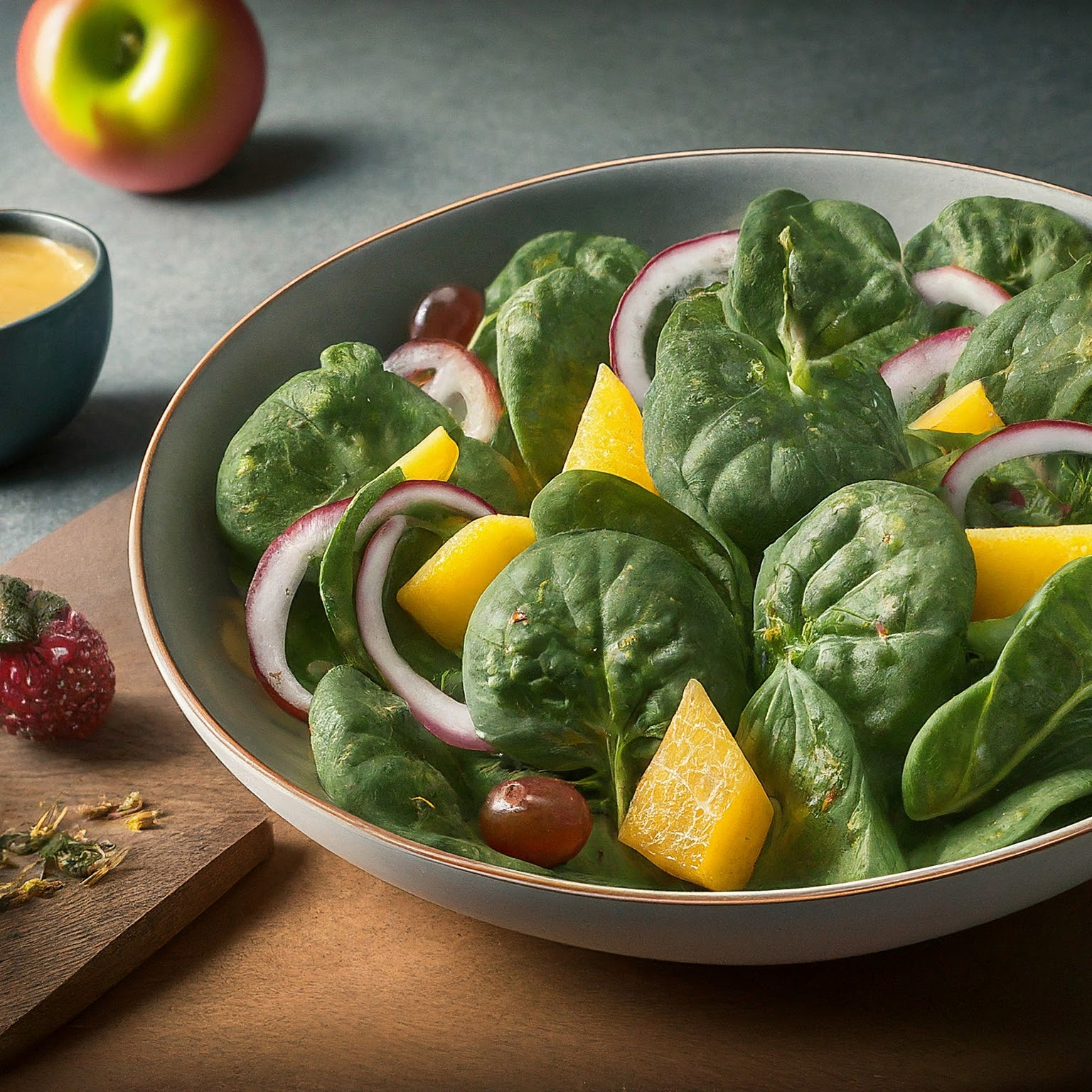 Spinat-Salat-–-Frischer-Spinatsalat-mit-fruchtigem-Dressing Spinat Salat – Frischer Spinatsalat mit fruchtigem Dressing