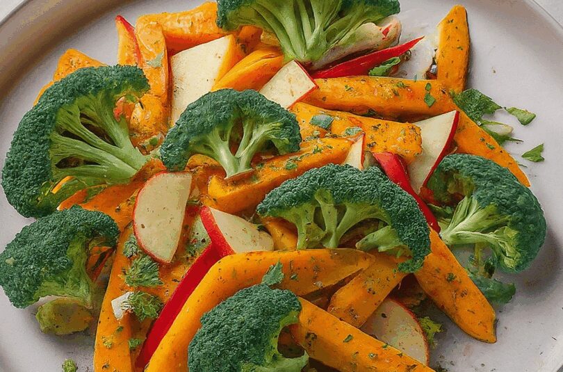 Süßkartoffel-Brokkoli-Paprika-Apfel-Salat