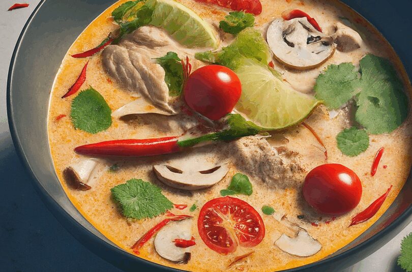 Tom Kha Suppe – Tom Kha Gai Die Berühmte Hühnersuppe Mit Kokosmilch Und Galgant