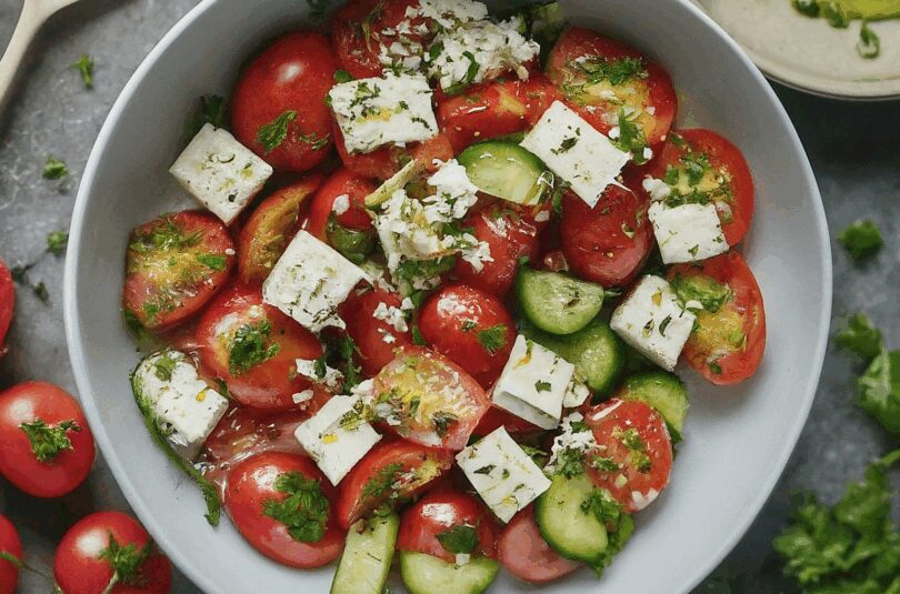 Tomate Gurke Feta Salat – Griechischer Sommersalat