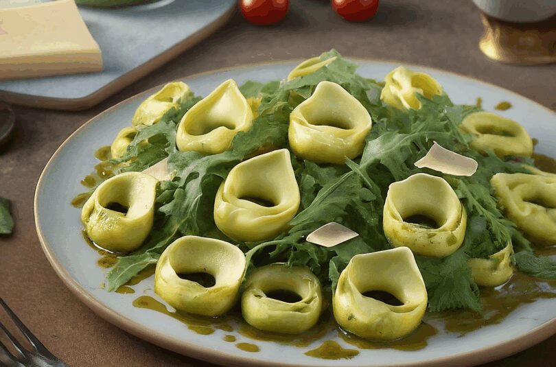 Tortellini Salat mit Pesto – Tortellini Rucola Salat mit Pesto und Parmesan
