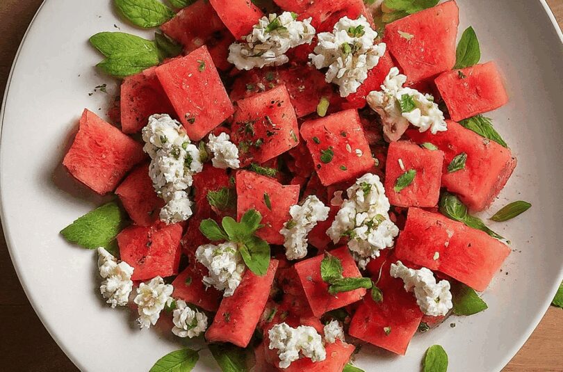 Türkisch Hallo – Wassermelonen Salat mit Schafskäse und Minze