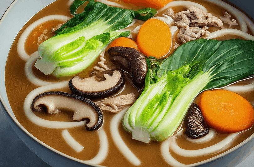 Udon-Suppe-–-Udon-Nudel-Suppe-Mit-Haehnchenfleisch-Shiitake-Pak-Choi-Und-Moehren Udon Suppe – Udon Nudel Suppe Mit Hähnchenfleisch Shiitake Pak Choi Und Möhren