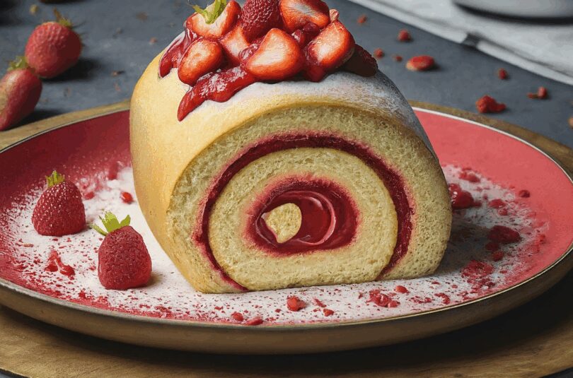 Unzer-–-Biskuitrolle-mit-Erdbeerfuellung Unzer – Biskuitrolle mit Erdbeerfüllung