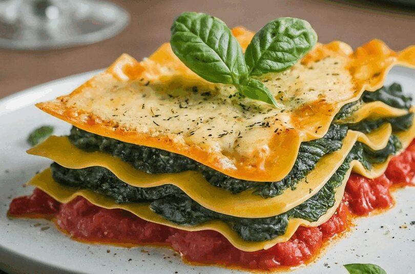 Vegetarische Lasagne – Spinat Gemüse Lasagne mit Tomatensauce