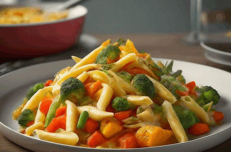Vegetarischer Gemüse Nudel Auflauf