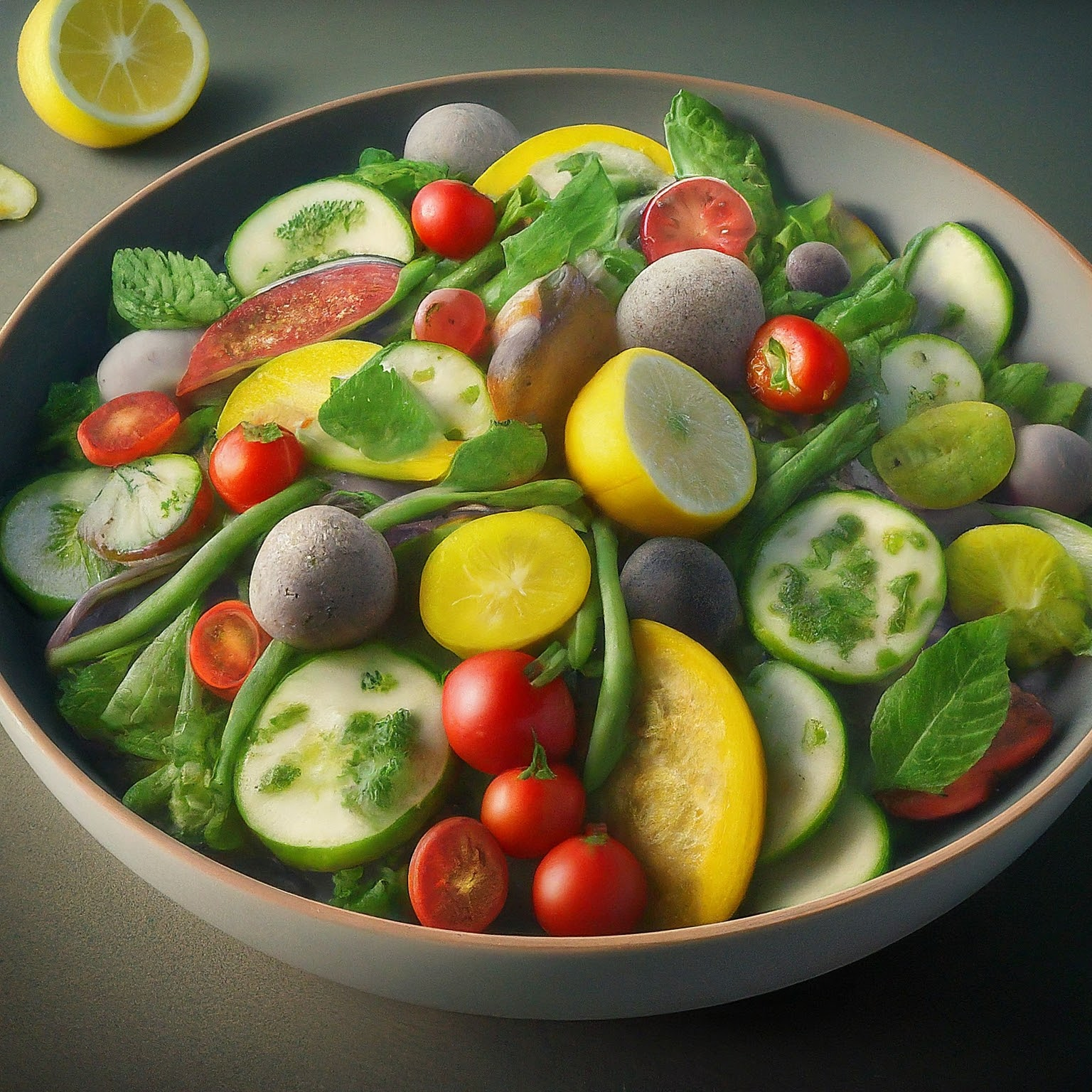 Vegetarischer-Kichererbsensalat-mit-Zitronen-Minz-Dressing Vegetarischer Kichererbsensalat mit Zitronen-Minz-Dressing