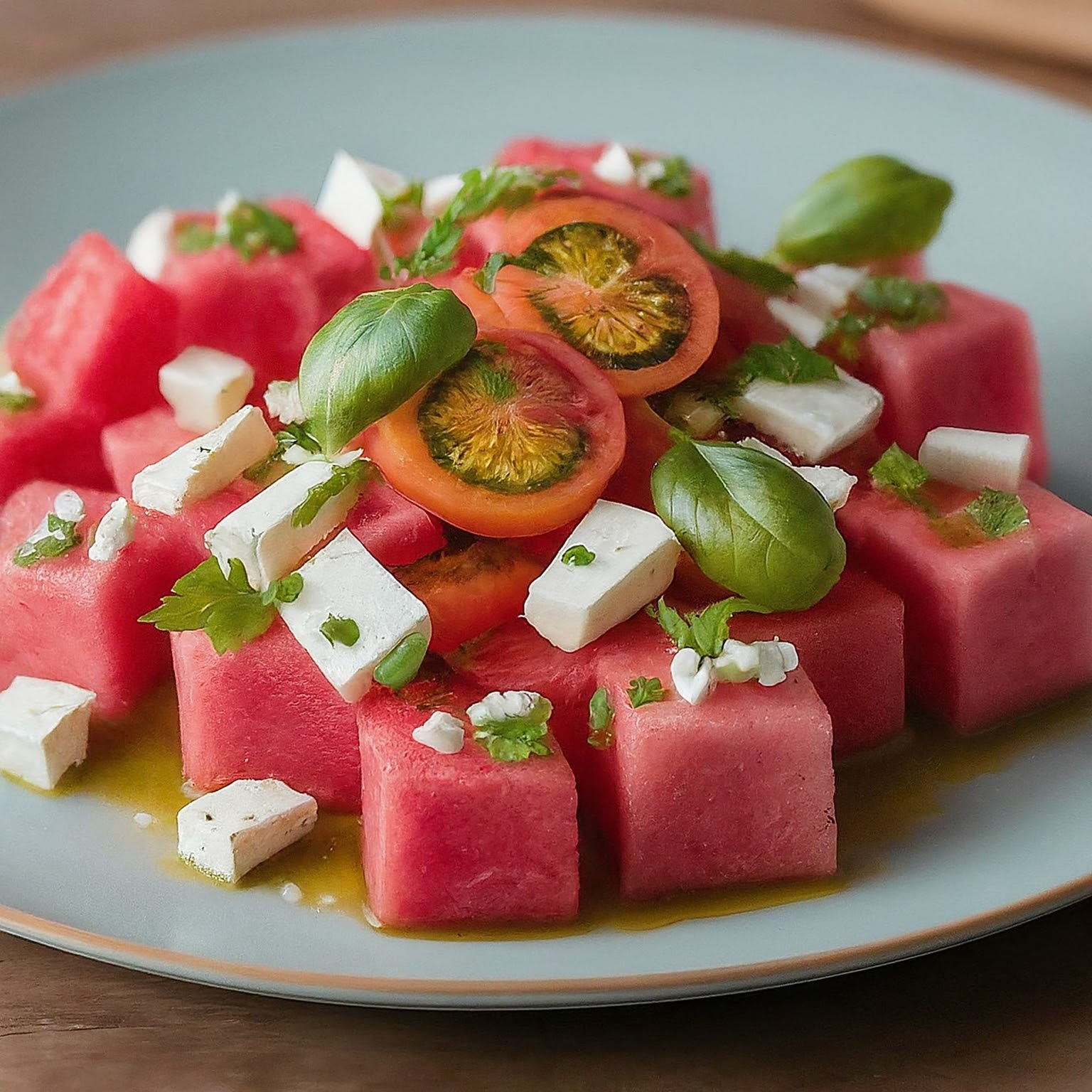 Wassermelone-Feta-–-Wassermelonensalat-mit-Feta-Gurke-und-Tomaten Wassermelone Feta – Wassermelonensalat mit Feta, Gurke und Tomaten