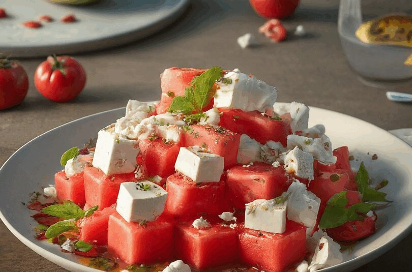 Wassermelone Gurke Feta Salat – Wassermelonensalat Mit Feta Gurke Und Tomaten