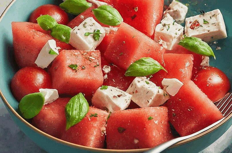 Wassermelone Salat – Wassermelonensalat Mit Feta Gurke Und Tomaten
