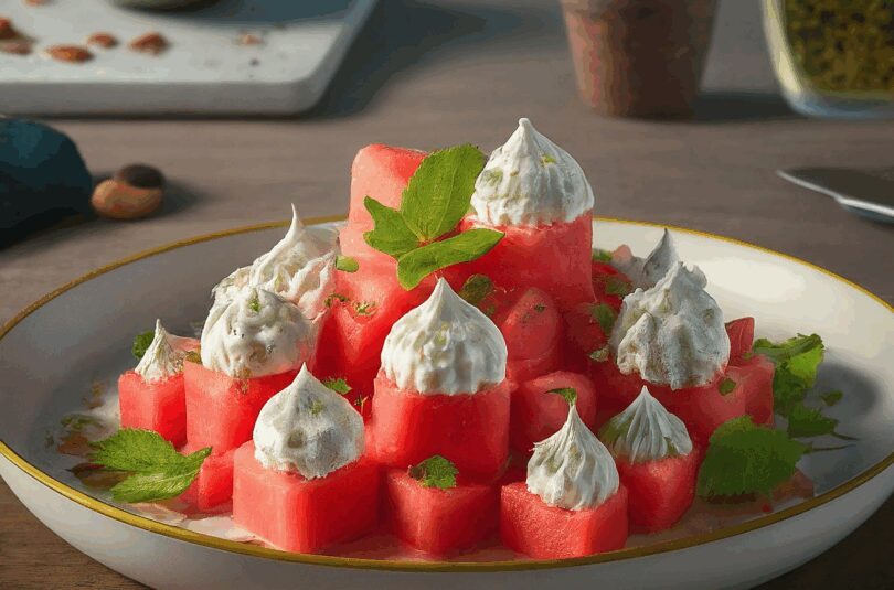 Wassermelone Schafskäse Salat – Wassermelonen Salat Mit Schafskaese Und Minze