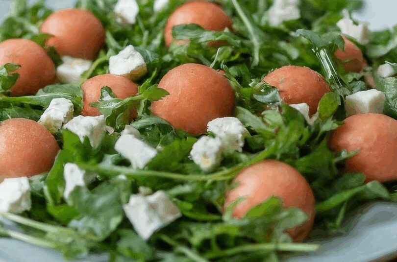 Wassermelonen Feta-Salat mit Rucola – Melonen Rucola Salat mit Feta