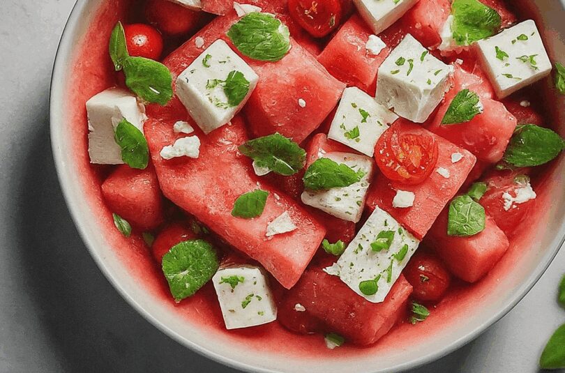 Wassermelonen Feta Salat – Wassermelonensalat Mit Feta Gurke Und Tomaten