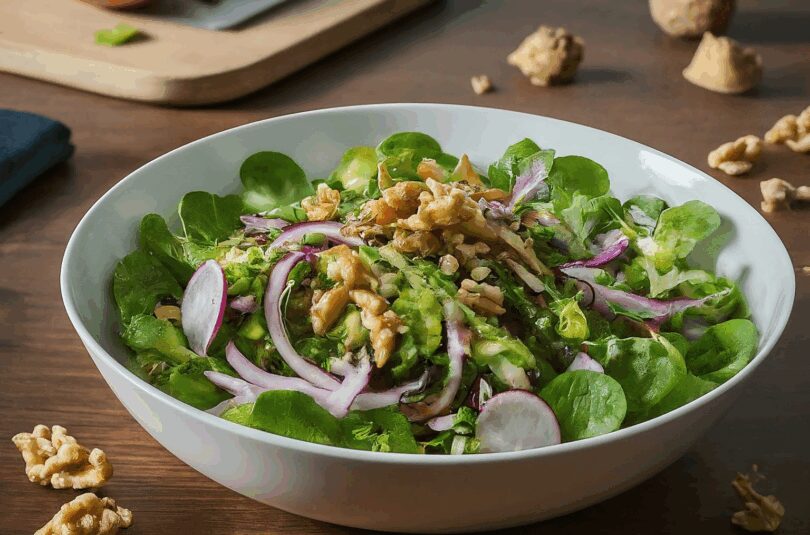 Wildkräutersalat mit Walnuss-Vinaigrette