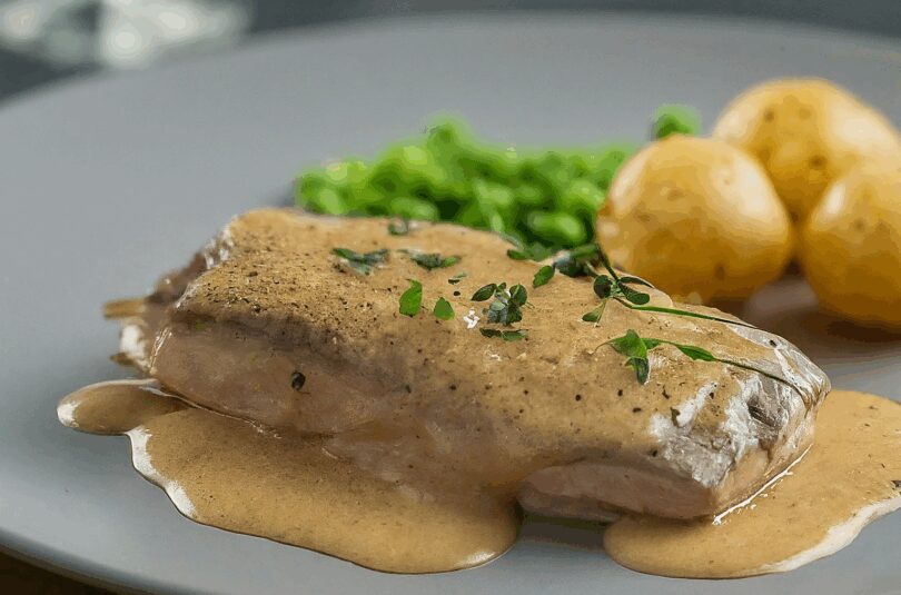 Wildlachsfilet in Honig-Senf-Sauce