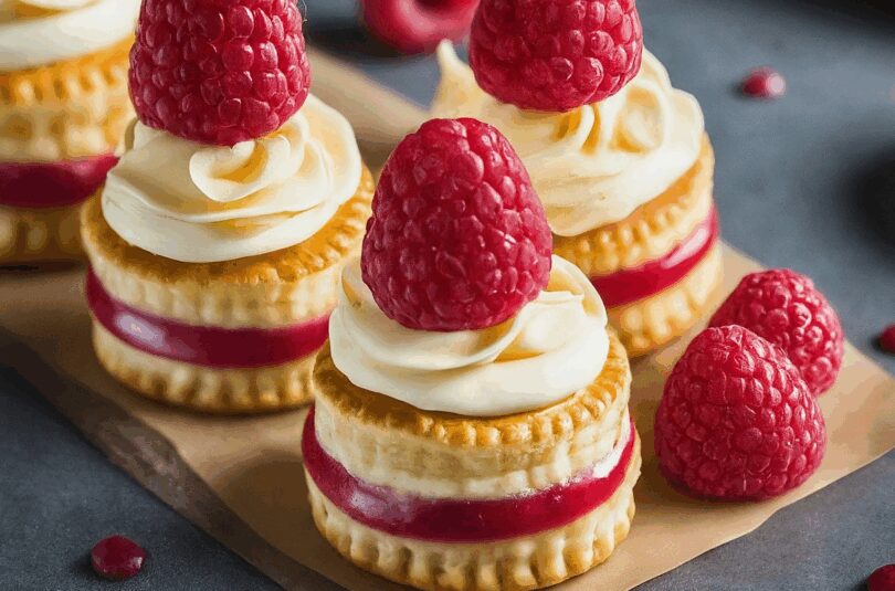 Windbeutel Dessert Mit Mascarpone Und Himbeeren – Mini Windbeutel Mit Milchmädchen Quarkcreme Und Himbeeren