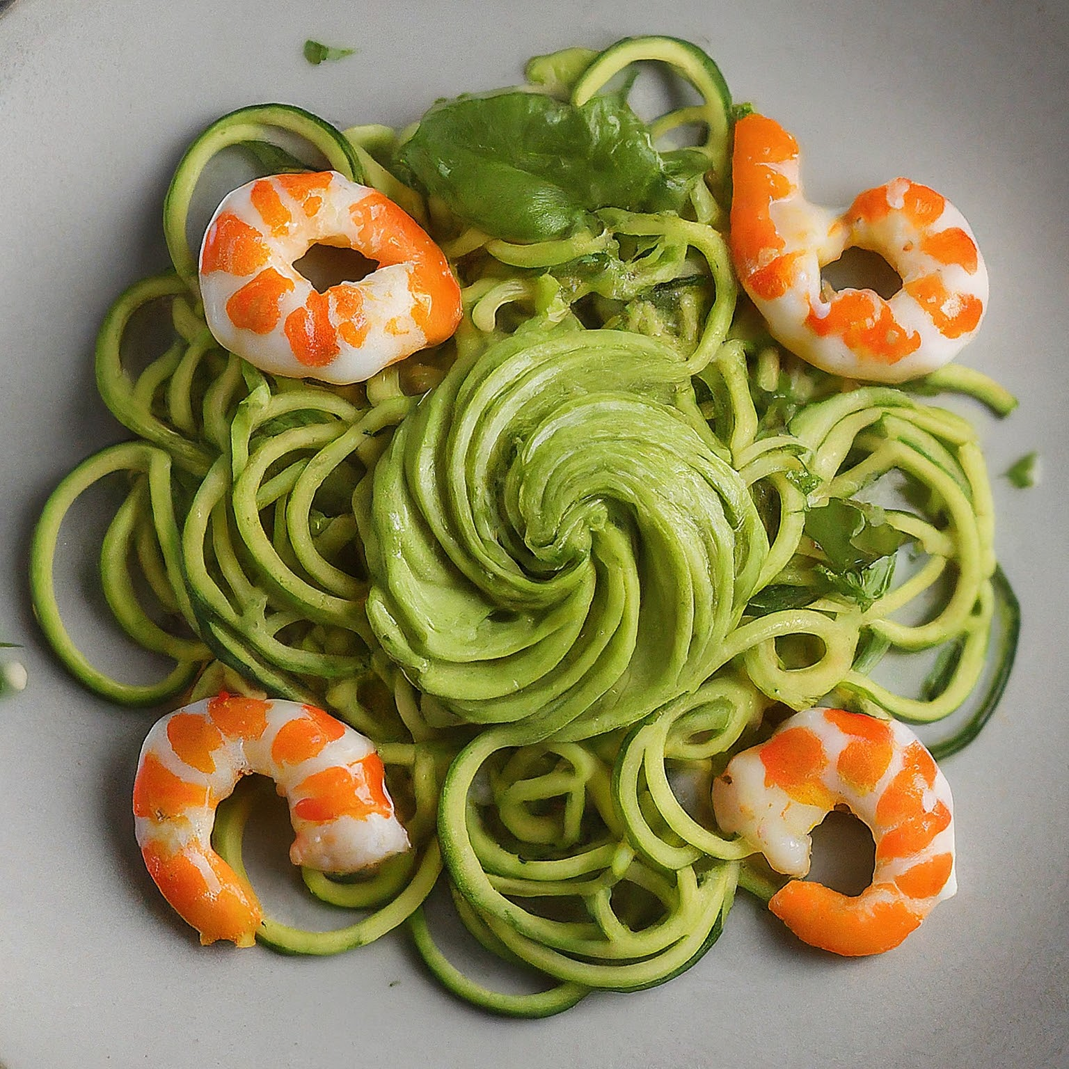 Zoodles-Gamberetti-–-Zoodles-mit-Garnelen-und-Avocado-Topping Zoodles Gamberetti – Zoodles mit Garnelen und Avocado Topping