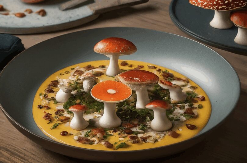 Zubereitung von essbaren Fliegenpilzen (Amanita muscaria var. guessowii)