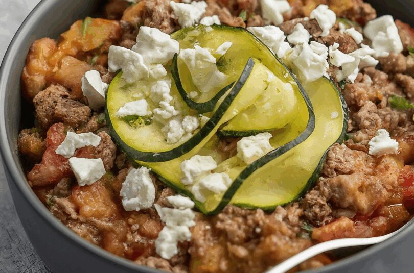 Zucchini-Hackfleisch-Auflauf mit Feta