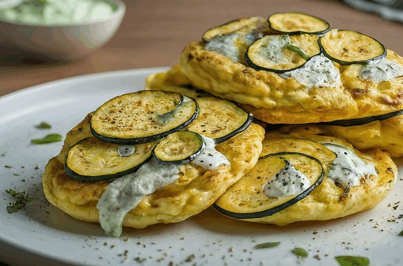 Zucchini Möhren-Puffer Mit Käse – Zucchini Moehren Puffer Mit Kräuter Joghurt Creme