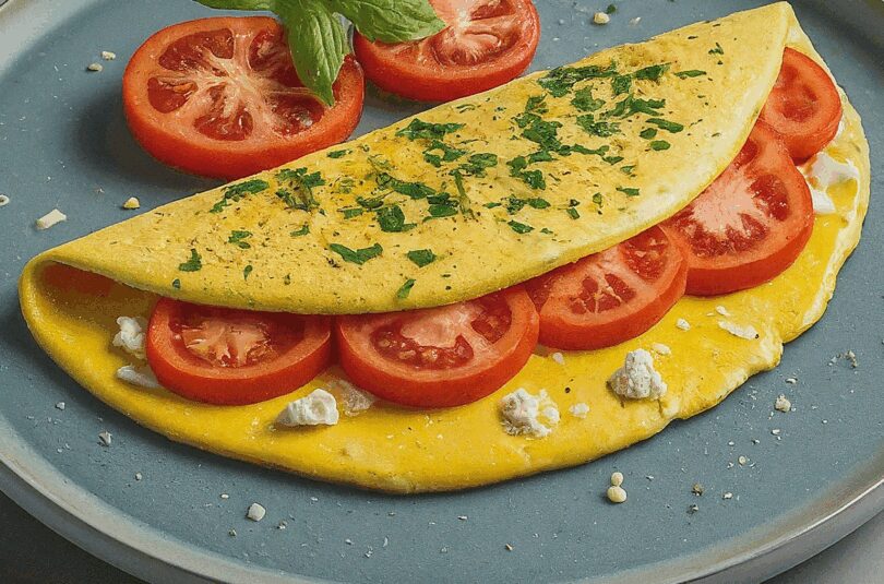 3 Eier Omelett mit Käse und Tomaten