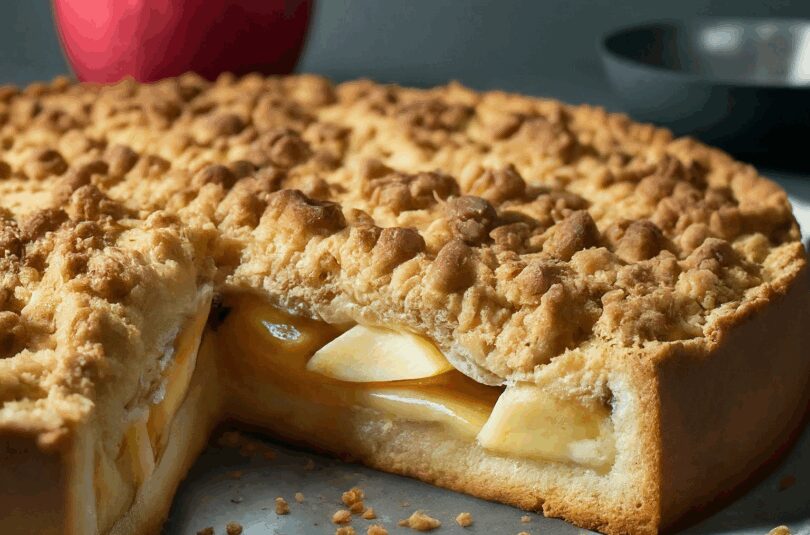 Apfelkuchen mit Streuseln und Pudding – Apfel-Streuselkuchen mit Pudding