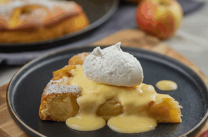 Apfelkuchen mit Vanillepudding – Blitzschneller Apfelkuchen mit Vanillepuddingpulver
