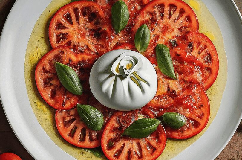 Burrata auf Tomatencarpaccio – Der italienische Genuss