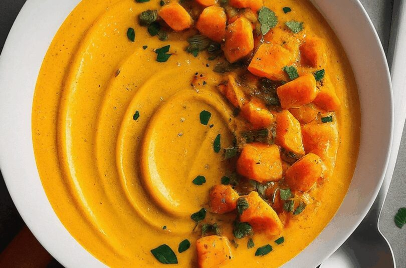 Cremige Süßkartoffel-Karotten-Suppe