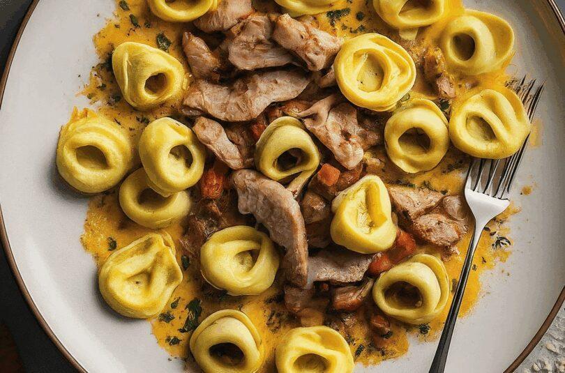 Cremige Tortellini mit Schinken und Käse