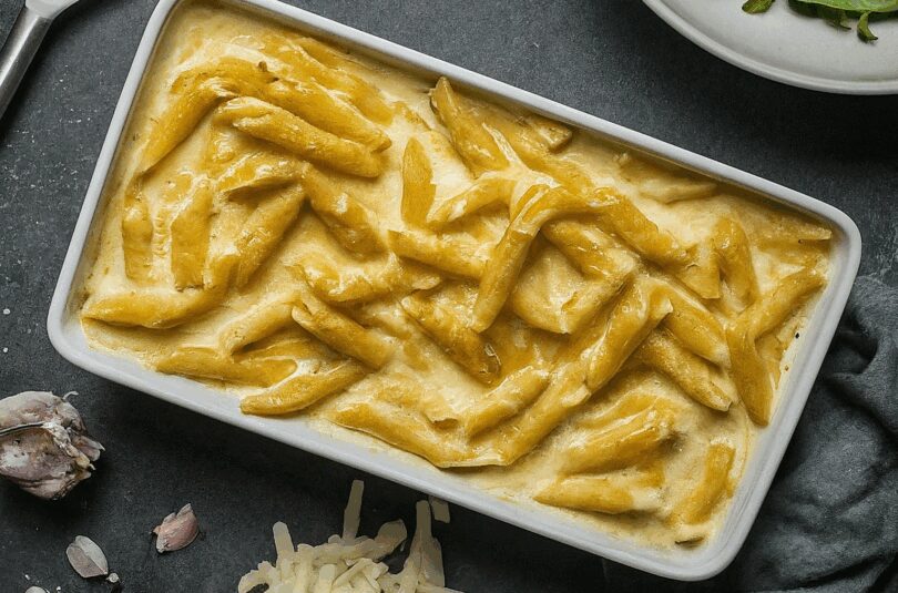 Cremiger Nudelgratin mit Käse überbacken