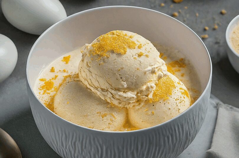 Eierlikoer-Eis-–-Eierlikoereis-in-der-Eismaschine Eierlikör Eis – Eierlikoereis in der Eismaschine