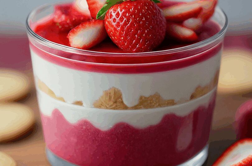 Erdbeer Butterkeks Dessert im Glas